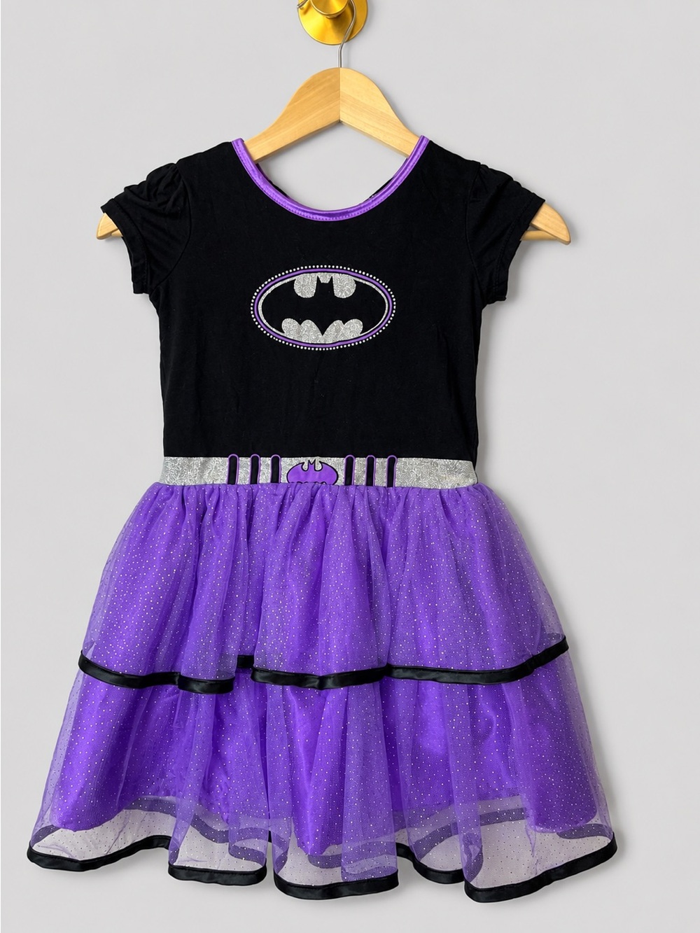 DC Comics Batgirl Purple Tutu Dress Black & Purple Glitter Halloween Dress